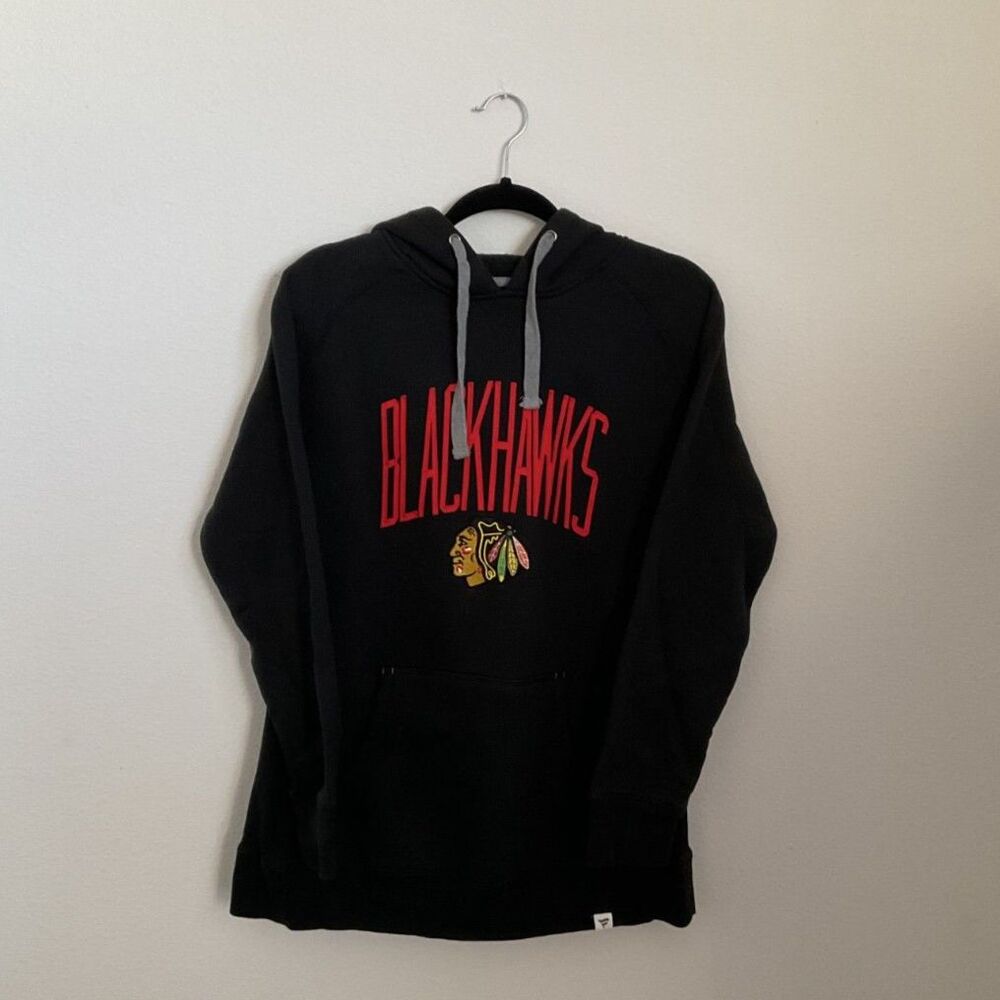 Fanatics Chicago Blackhawks Embroidered Hoodie Black Red NHL Pullover XL